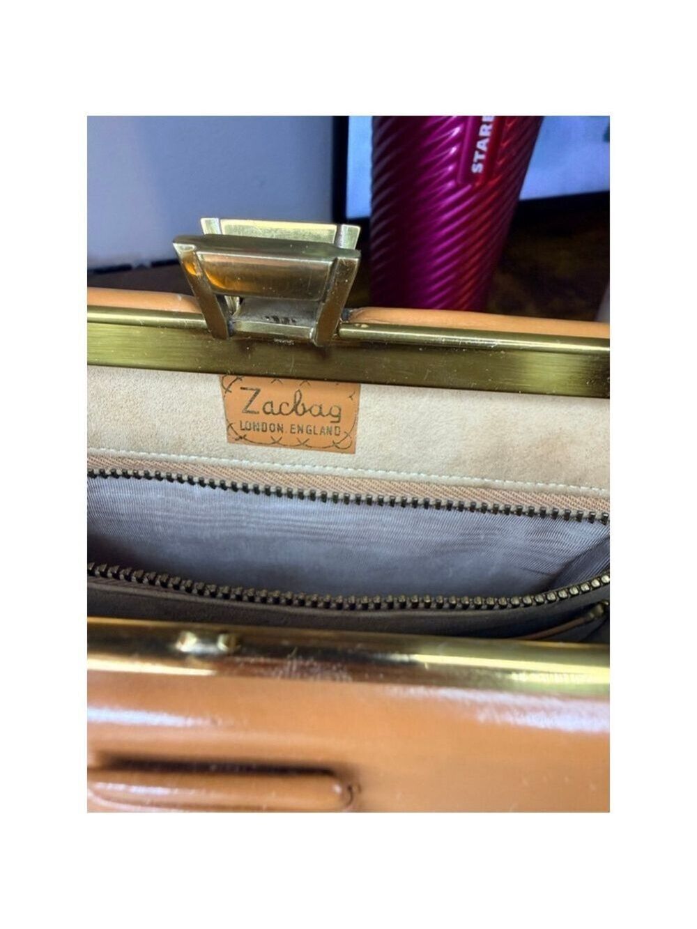 Vintage Leather purse London England Zacbag coin purse 50’s 60’s - Picture 12 of 16